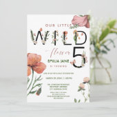 ピンクウォーターカラーリトルポピー5誕生日 招待状 (スタンド正面)