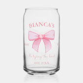 ピンクウォーターカラーリボン赤面バチェロレッテ ガラス缶 (正面)