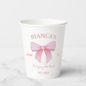 ピンクウォーターカラーリボン赤面バチェロレッテ 紙コップ (裏面)
