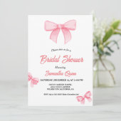 ピンクウォーターカラーリボン赤面ブライダルシャワーパーティー 招待状 (スタンド正面)
