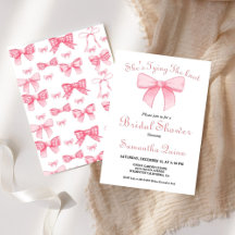 ピンクウォーターカラーリボン赤面ブライダルシャワーパーティー