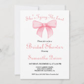 ピンクウォーターカラーリボン赤面ブライダルシャワーパーティー 招待状 (正面)