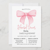 ピンクウォーターカラーリボン赤面リハーサルディナー 招待状 (正面)
