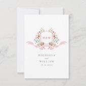 ピンクウォーターカラーリージェンシークレストQRオンライ結婚ン 出欠カード (裏面)