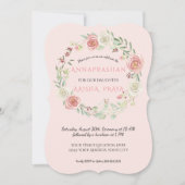 ピンクウォーターカラーリースアンナパラシャンベビーガール 招待状 (正面)