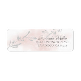 ピンクウォーターカラーリーフ差出人住所 ラベル