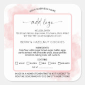 ピンクウォーターカラーロゴホームベーカリー食品ライセンス スクエアシール (正面)