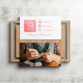 ピンクウォーターカラーロゴ&フォトソーシャルメディア 名刺