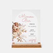 ピンクウォーターカラーワイルドフラワーフローラミモサ アクリルサイン (正面)