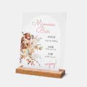 ピンクウォーターカラーワイルドフラワーフローラミモサ アクリルサイン (傾斜)