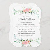 ピンクウォーターカラーワイルドフラワーブライダルシャワー招待状 招待状 (正面/裏面)