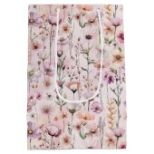 ピンクウォーターカラーワイルドフラワー抱き枕 – ほこりっぽいフローラ ミディアムペーパーバッグ (裏面)