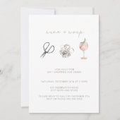 ピンクウォーターカラーワインラップクリスマスホリデーパーティー 招待状 (正面)