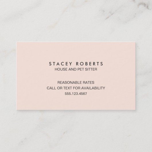ピンクウォーターカラー多肉植物ハウスペットシッター 名刺 (裏面)