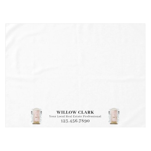 ピンクウォーターカラー実在ドアエステートエージェントビジネス テーブルクロス (正面(横))