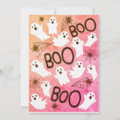 ピンクウォーターカラー幽霊ハロウィーン誕生日パーティー 招待状 (裏面)