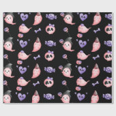 ピンクウォーターカラー幽霊&パープルキャンディキッドハロウィーン ラッピングペーパー (フラット)