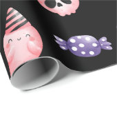 ピンクウォーターカラー幽霊&パープルキャンディキッドハロウィーン ラッピングペーパー (ロールコーナー)