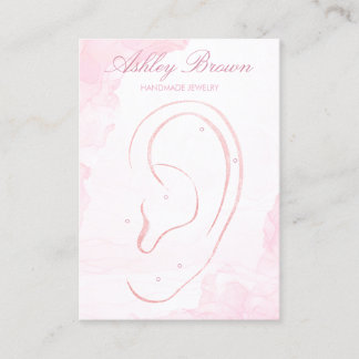 ピンクウォーターカラー手作りジュエリーイヤリングディスプレイ 名刺