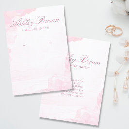 ピンクウォーターカラー手作りジュエリーイヤリングディスプレイ 名刺