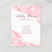 ピンクウォーターカラー手作りジュエリーイヤリングディスプレイ 名刺 (裏面)