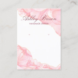 ピンクウォーターカラー手作りジュエリーイヤリングディスプレイ 名刺