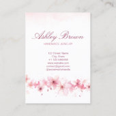 ピンクウォーターカラー手作りジュエリーイヤリングディスプレイ 名刺 (裏面)