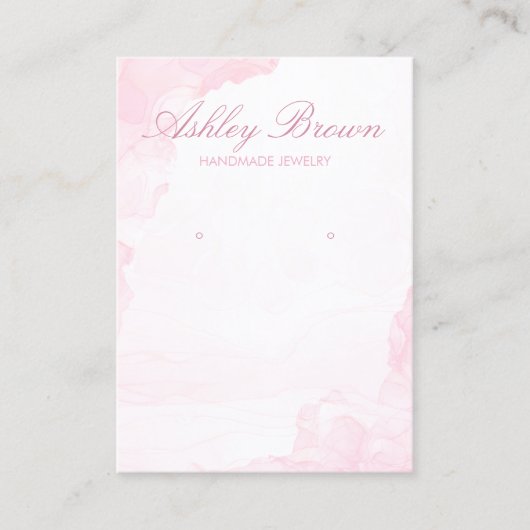 ピンクウォーターカラー手作りジュエリーイヤリングディスプレイ 名刺 (正面)