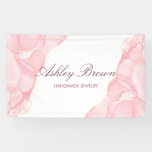 ピンクウォーターカラー手作りジュエリーイヤリングディスプレイ 横断幕 (横)