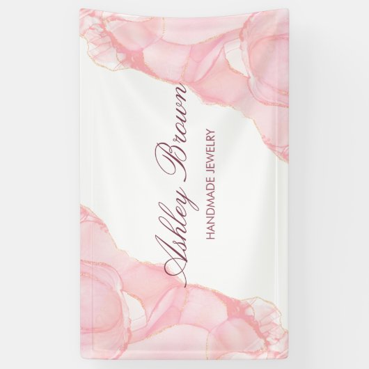 ピンクウォーターカラー手作りジュエリーイヤリングディスプレイ 横断幕 (縦)