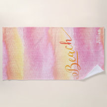 ピンクウォーターカラー抽象芸術ビーチモノグラム