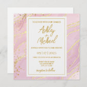 ピンクウォーターカラー抽象芸術大理石結婚式招待状 招待状 (正面/裏面)