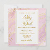 ピンクウォーターカラー抽象芸術大理石結婚式招待状 招待状 (正面)