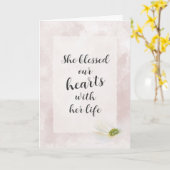 ピンクウォーターカラー抽象芸術悔やみや弔慰 カード (黄色い花)