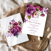 ピンクウォーターカラー植物性エレガモダンントウェディング 招待状