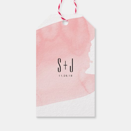ピンクウォーターカラー洗浄結婚式の引き出物ラベル ギフトタグ (裏面)