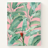 ピンクウォーターカラー熱帯バナナ葉ナモノグラムの ノートブック (裏面)