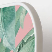 ピンクウォーターカラー熱帯バナナ葉ナモノグラムの ピックルボールラケット (左詳細)