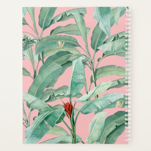 ピンクウォーターカラー熱帯バナナ葉ナモノグラムの プランナー手帳 (裏面)