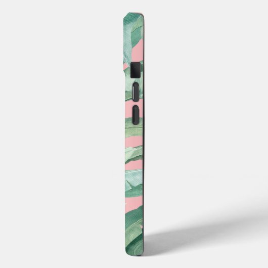 ピンクウォーターカラー熱帯バナナ葉ナモノグラムの Case-Mate iPhoneケース (裏面 / 左)