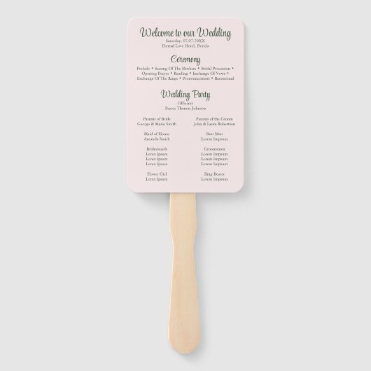 ピンクウォーターカラー熱帯フラミンゴ結婚式 プログラム ハンドファン (裏面)