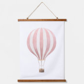 ピンクウォーターカラー熱風船子供部屋 吊り下げ型タペストリー (正面)