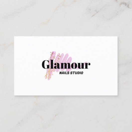 ピンクウォーターカラー爪、 ネイルスタジオネイリスト美しい 名刺 (裏面)