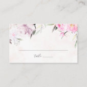 ピンクウォーターカラー牡丹フローラエレガントな結婚式 プレイスカード (正面)