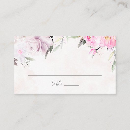 ピンクウォーターカラー牡丹フローラエレガントな結婚式 プレイスカード (正面)