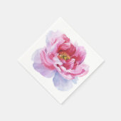 ピンクウォーターカラー牡丹ホワイト紙ナプキンス スタンダードカクテルナプキン (角)
