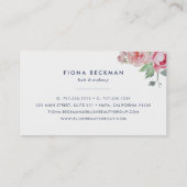 ピンクウォーターカラー牡丹&ネイビーストライプ 名刺 (裏面)