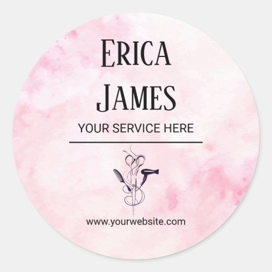 ピンクウォーターカラー美しいサロン ラウンドシール (正面)