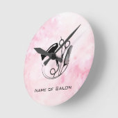 ピンクウォーターカラー美しいサロン ラウンド壁時計 (傾斜)