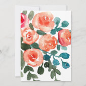 ピンクウォーターカラー自転車フローラブライダルシャワー 招待状 (裏面)